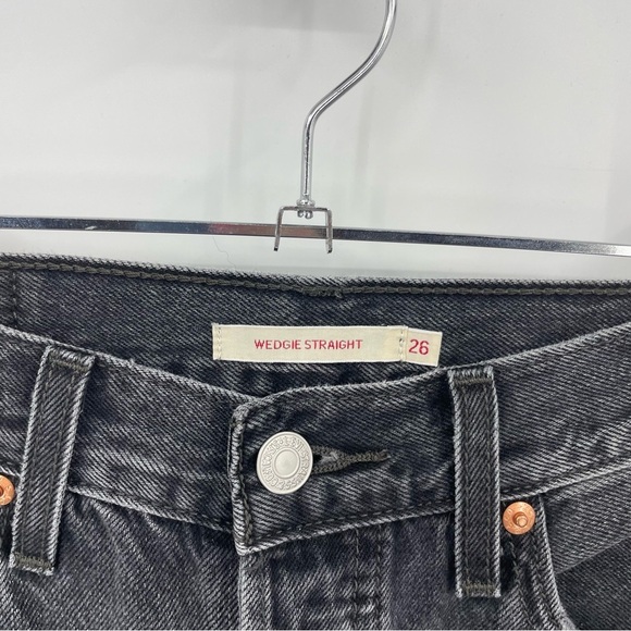 Levi’s Wedgie Straight Fit Jeans Tango Fray Size 26 34964-0146 black gray - Picture 4 of 12
